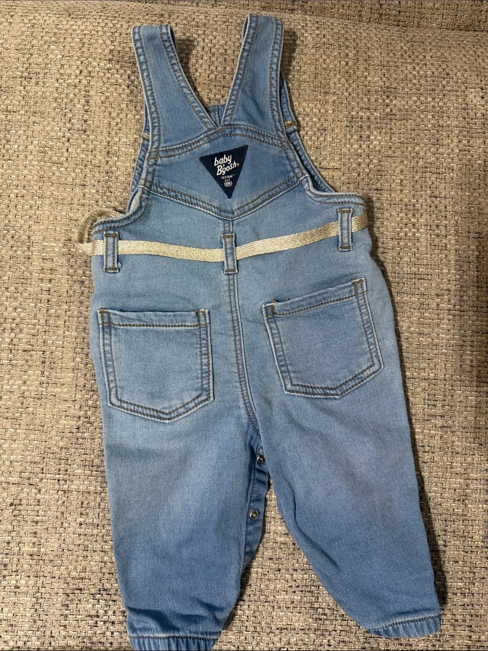 GAP Light Blue Denim Baby Overalls with Contrast Drawstring